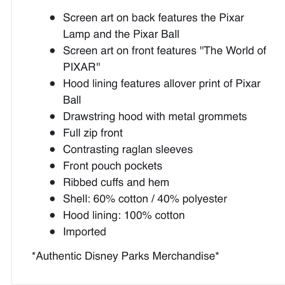 DISNEY PIXAR HOODIE BLUE & GREY WORLD OF PIXAR XXL. NEVER WORN NWOT - Picture 5 of 14